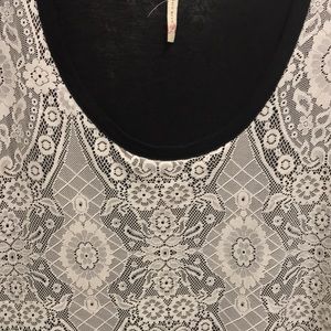 Olivia Moon cream lace over black tank top